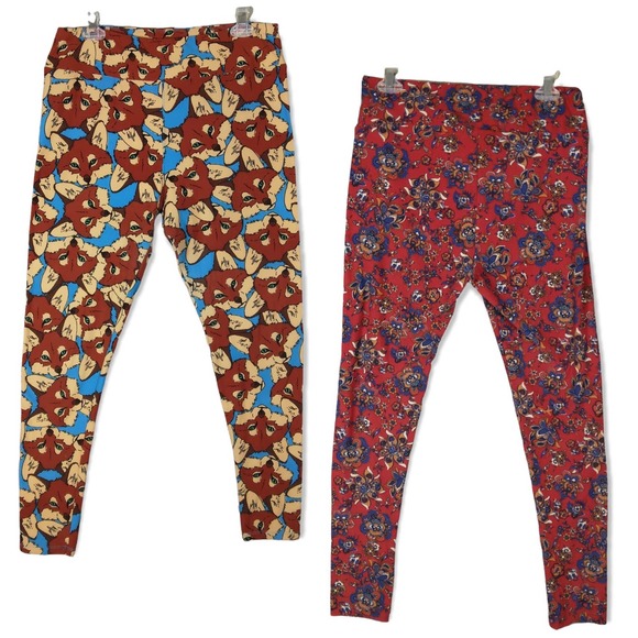 LuLaRoe Pants - LulaRoe bundle of 2 Tall and Curvy foxes and floral leggings